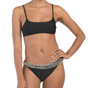 Kendall + Kylie Black Chain Link Bikini Set Size L Top & Bottom New Large